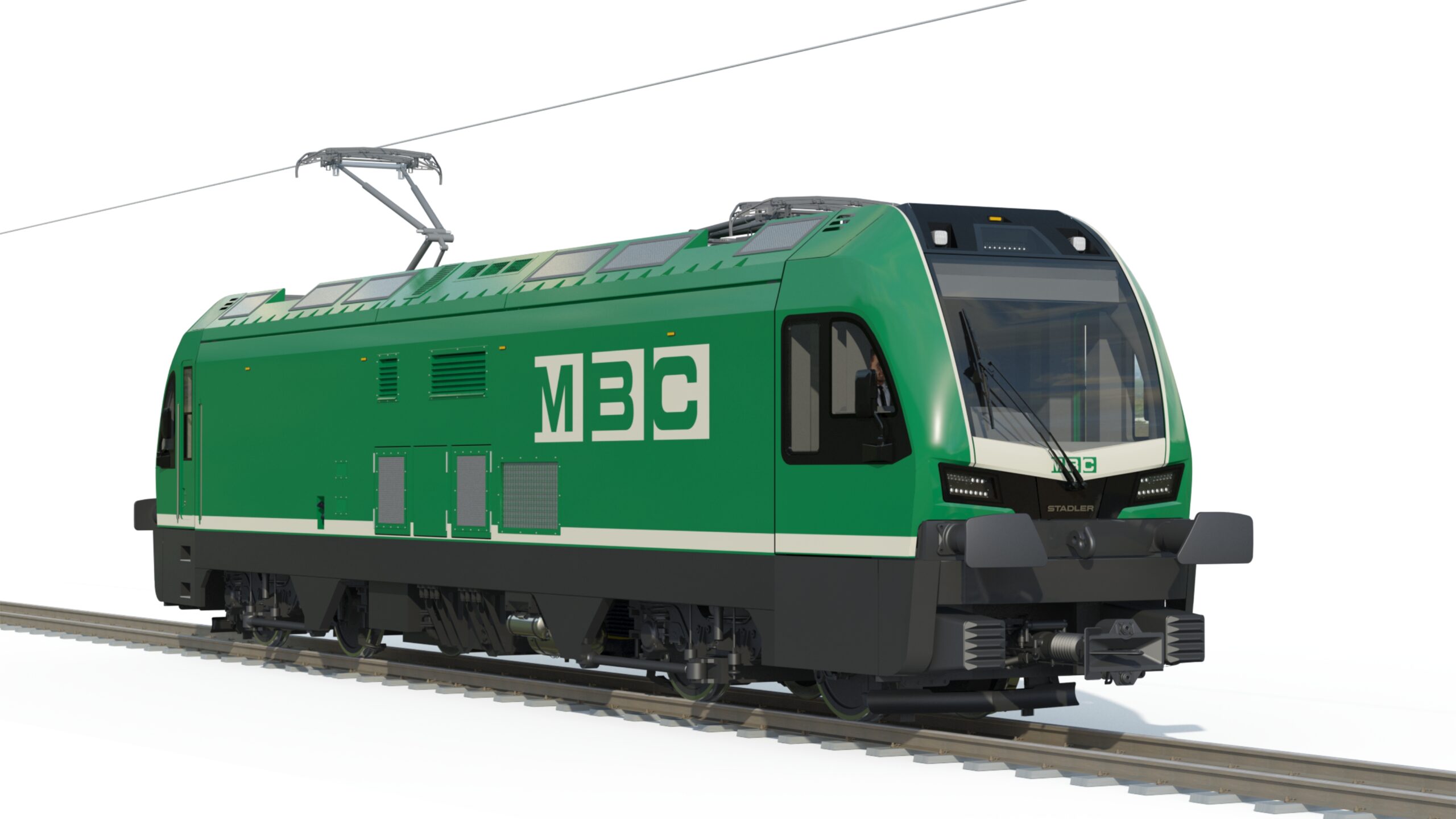 Légende de la photo Stadler Rail : Impression d’artiste d’une locomotive hybride pour les MBC (24 novembre 2025). Crédit photo : Stadler Rail