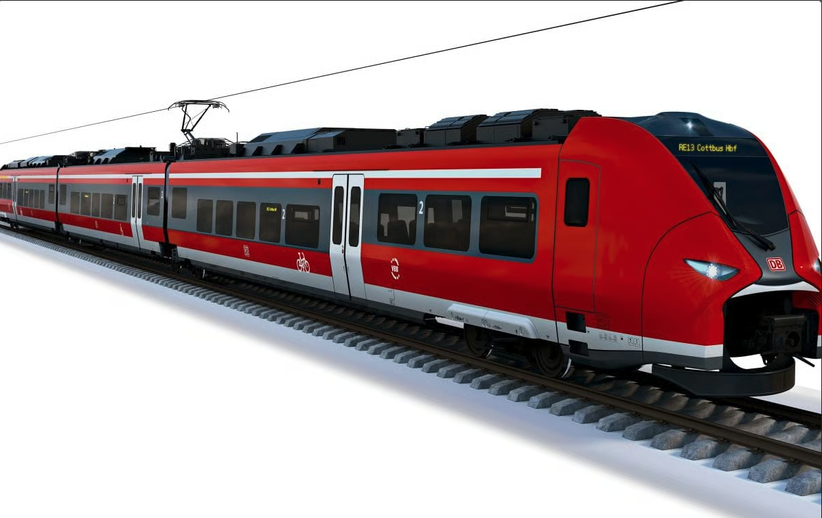 Impression d’artiste d’un Mireo à trois caisses en livrée DB Regio pour le réseau ENORM (20 novembre 2025). Crédit photo : Siemens Mobility